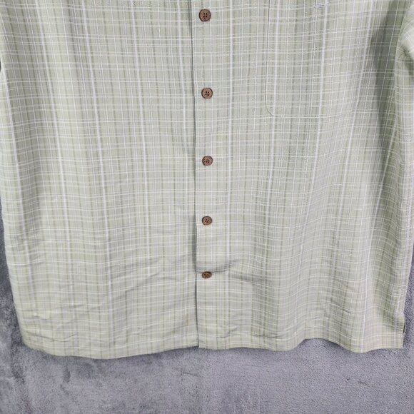 Mens Green Plaid Island Shores Shirt Short Sleeve Button Up Size XXL - Picture 3 of 10